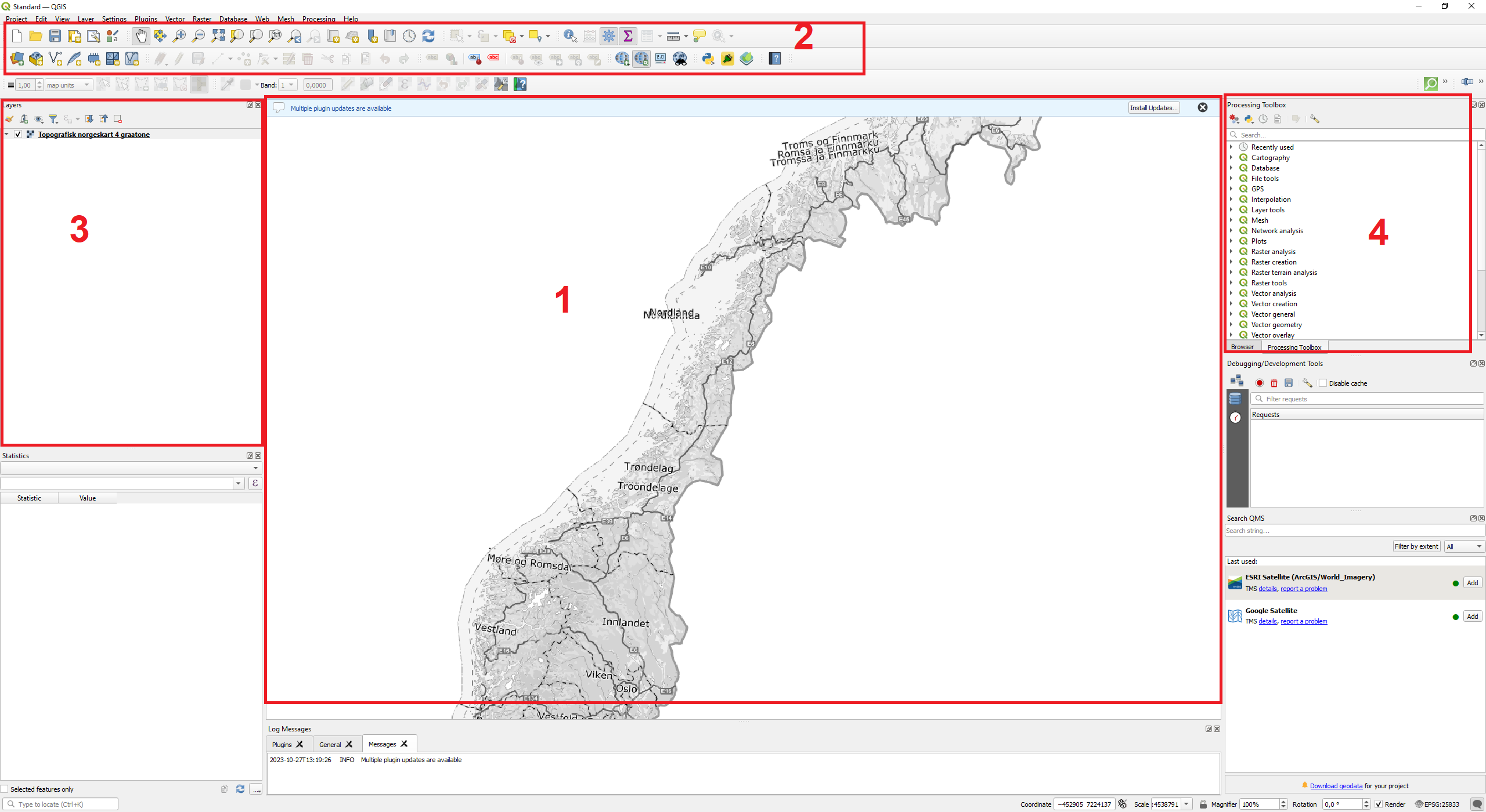 Grensesnitt i QGIS